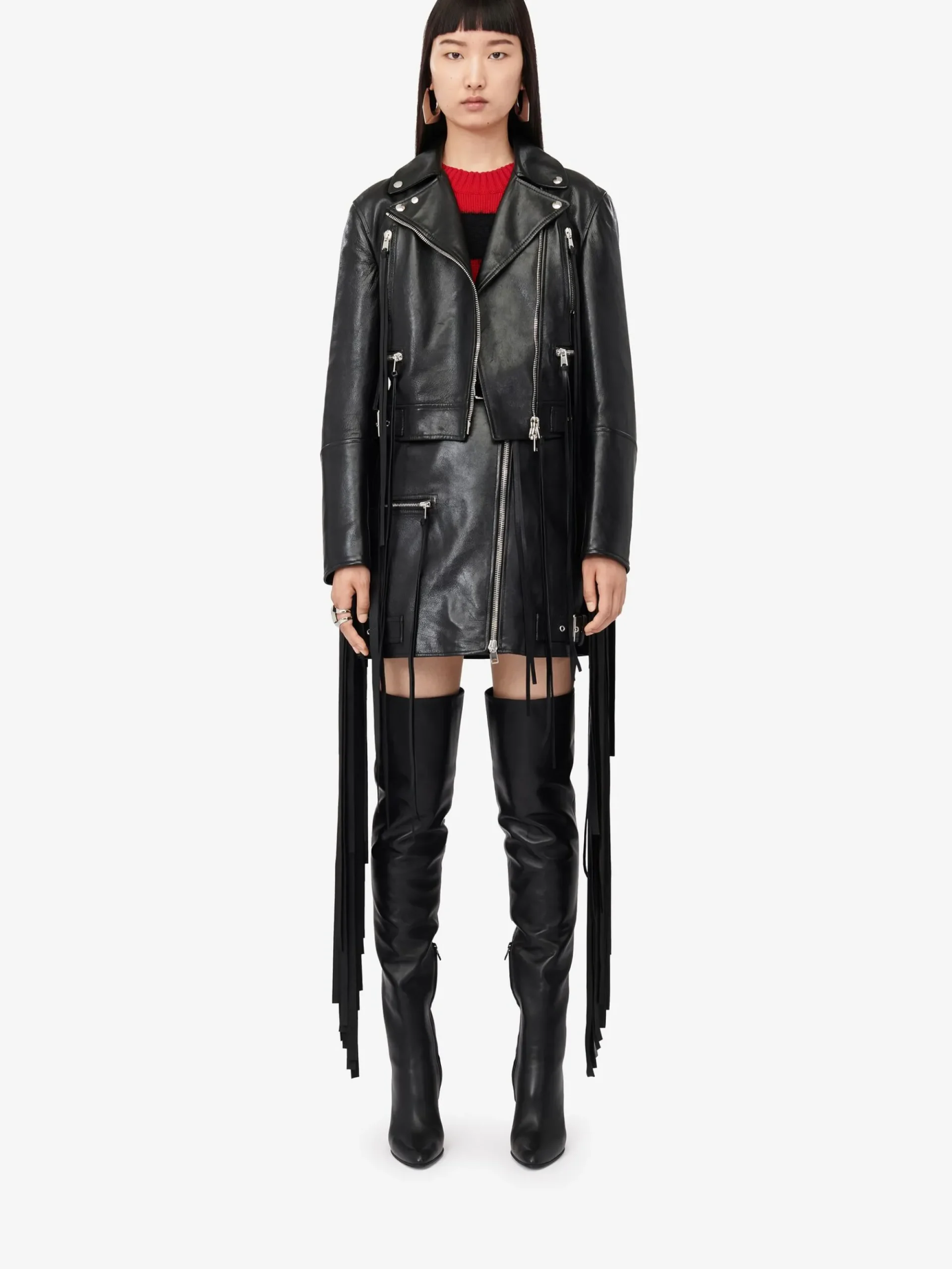 Women's Fringed Biker Jacket in >Alexander McQueen Clearance