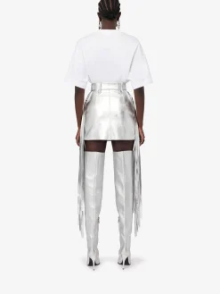 Women's Fringed Biker Mini Skirt in ><noscript><img width=