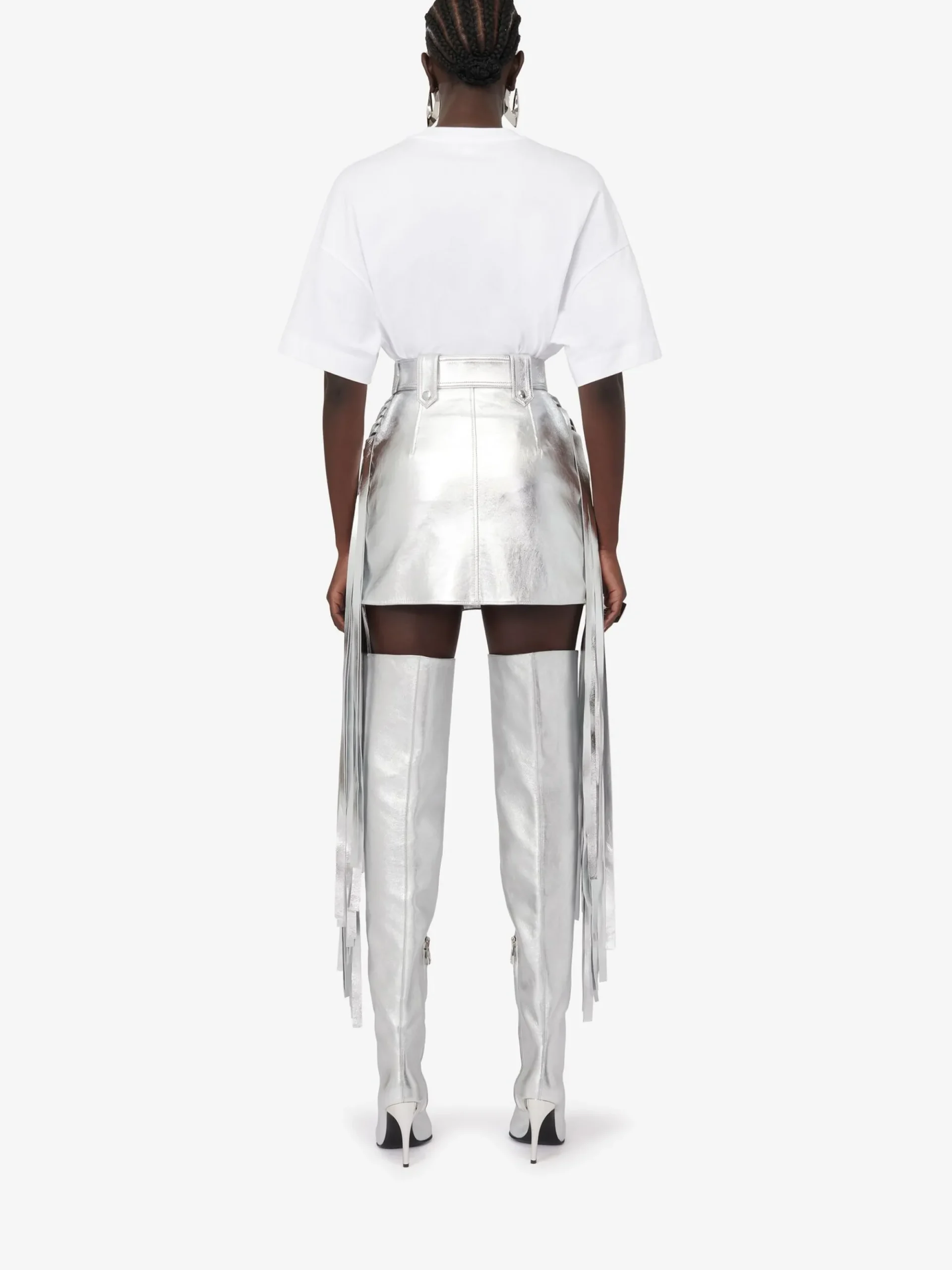 Women's Fringed Biker Mini Skirt in >Alexander McQueen Shop