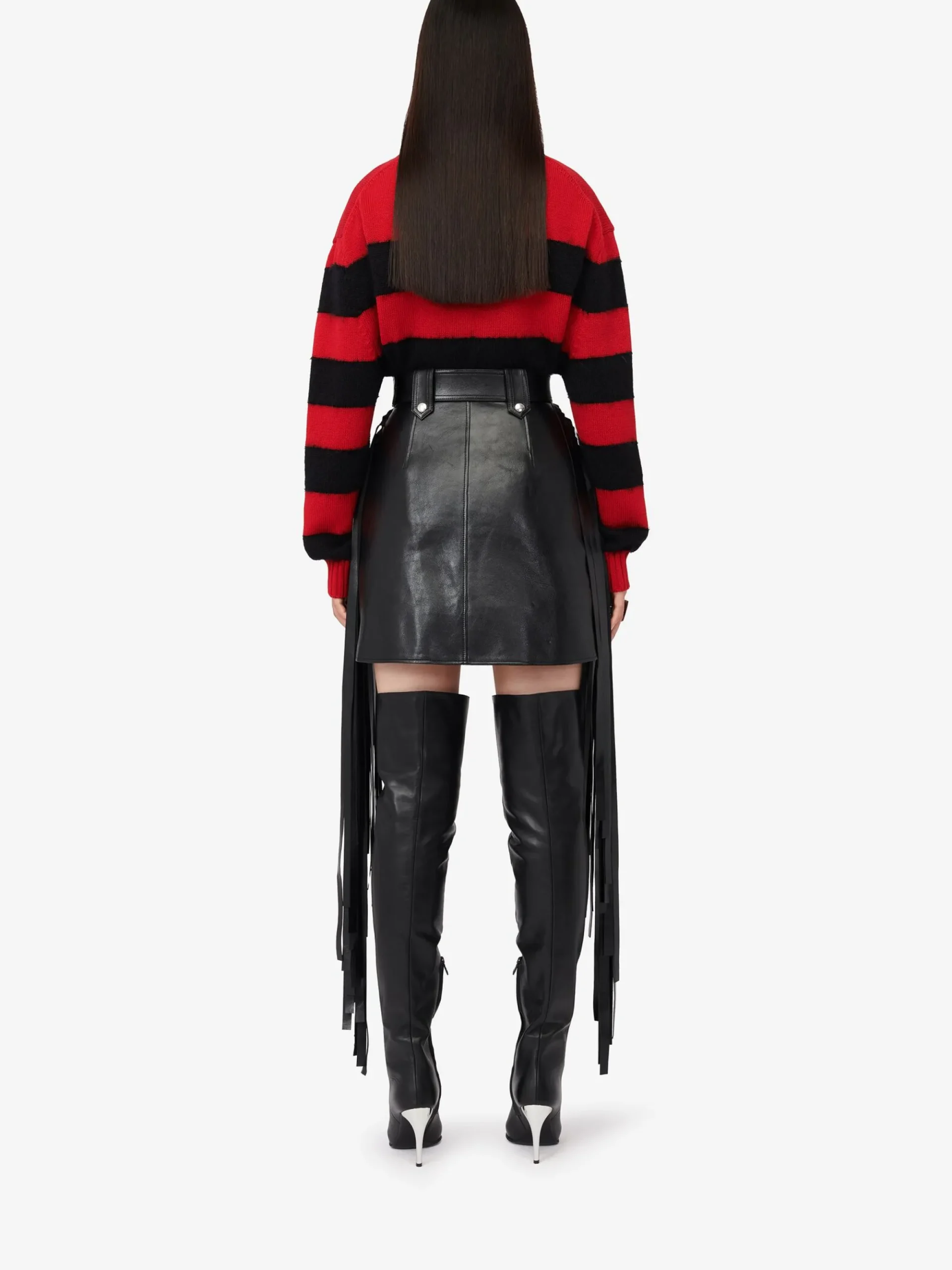 Women's Fringed Biker Mini Skirt in >Alexander McQueen Fashion