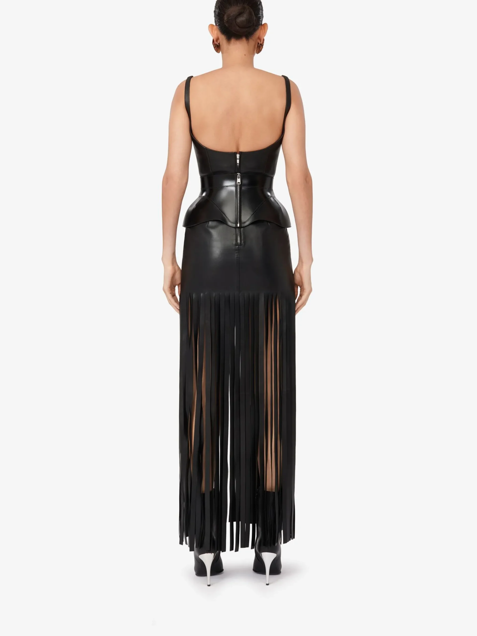 Women's Fringed Leather Pencil Dress in >Alexander McQueen Cheap