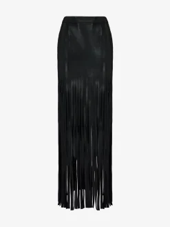Women's Fringed Leather Skirt in >Alexander McQueen Discount