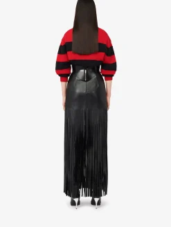 Women's Fringed Leather Skirt in ><noscript><img width=