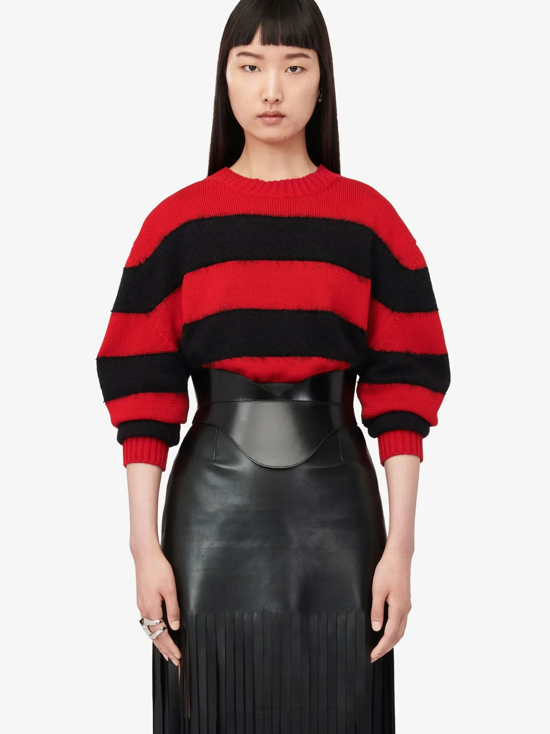 Women's Fringed Leather Skirt in >Alexander McQueen Discount