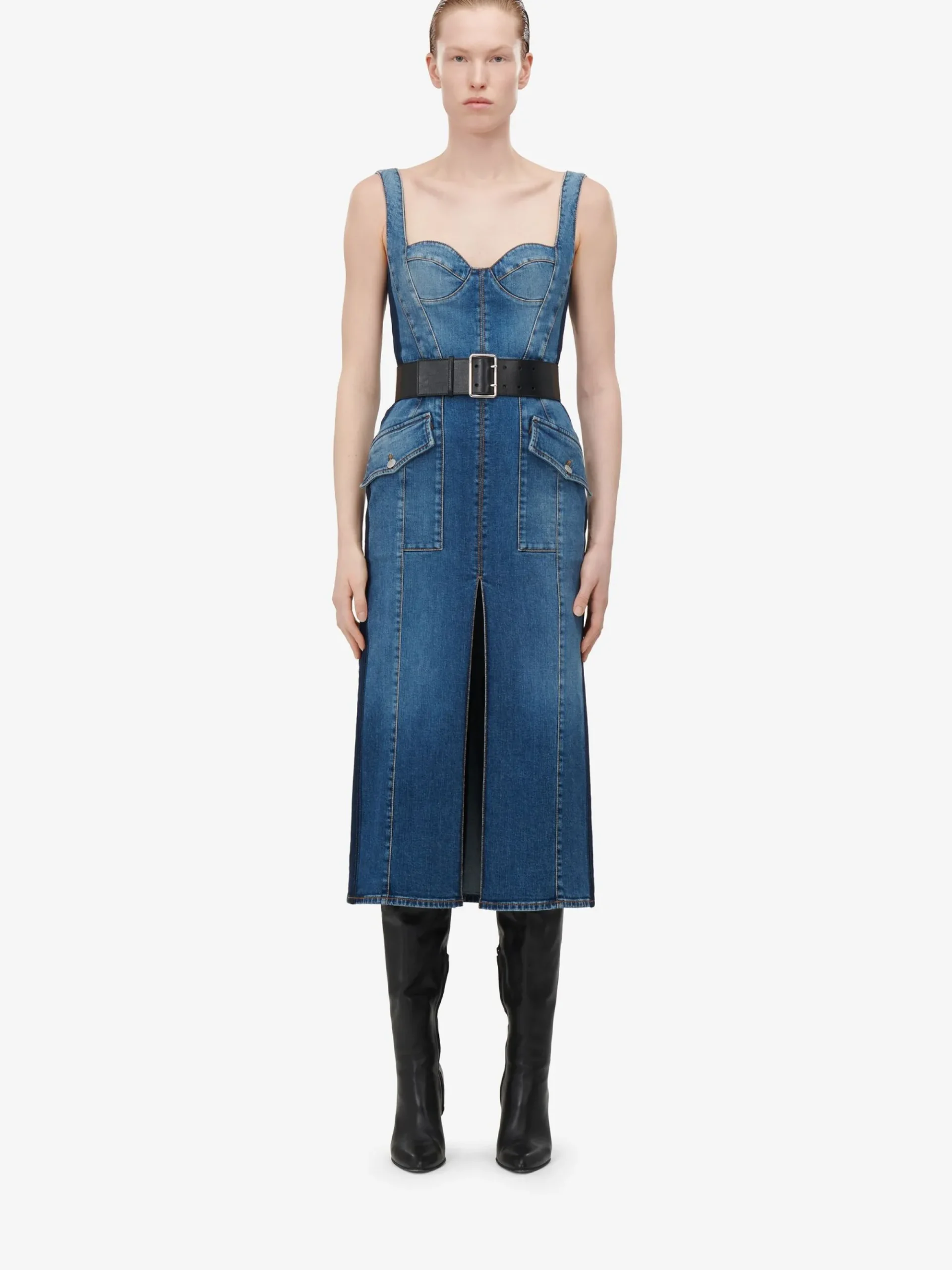 Women's Kickback Denim Dress in >Alexander McQueen Fashion