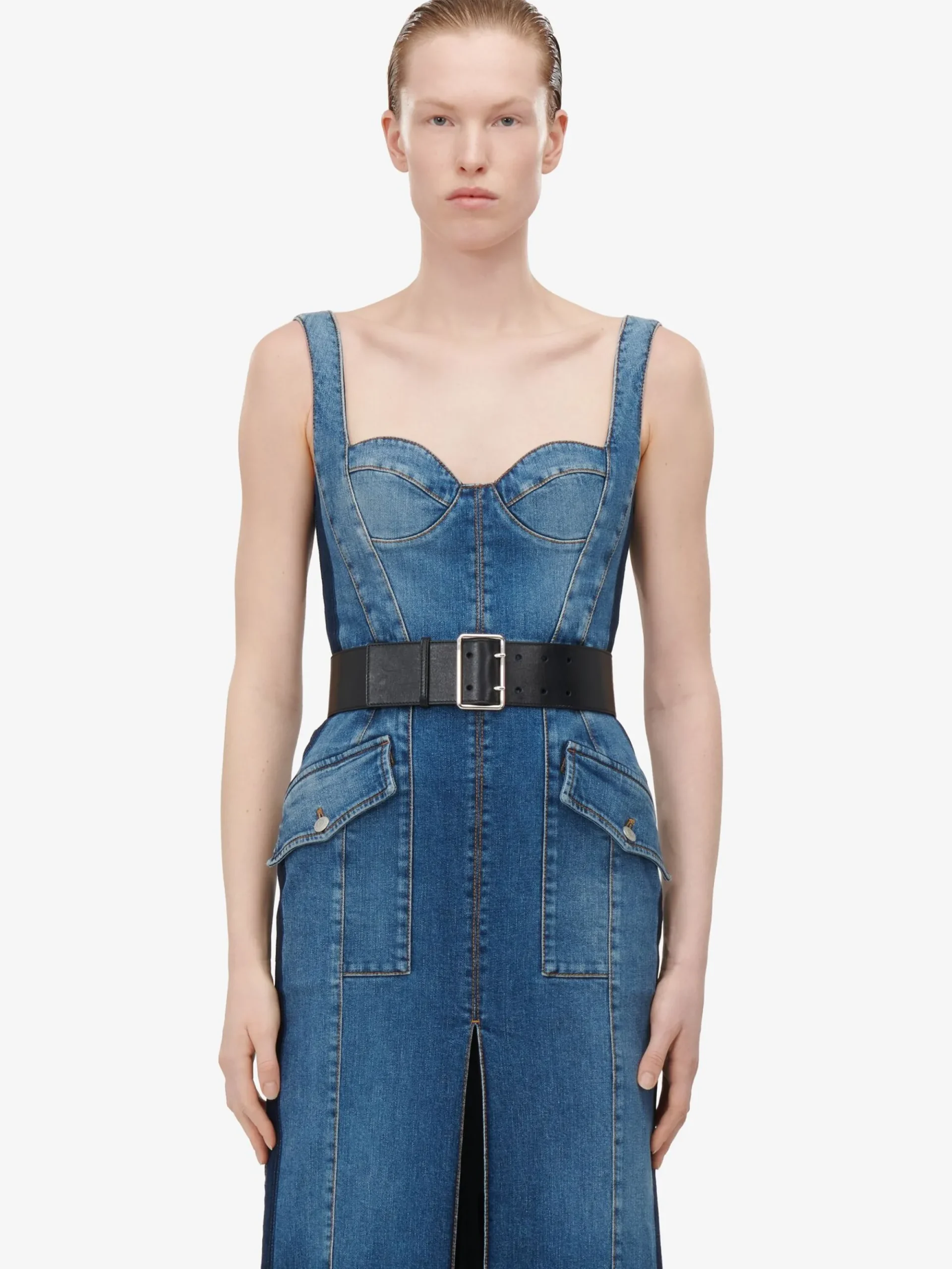Women's Kickback Denim Dress in >Alexander McQueen Fashion