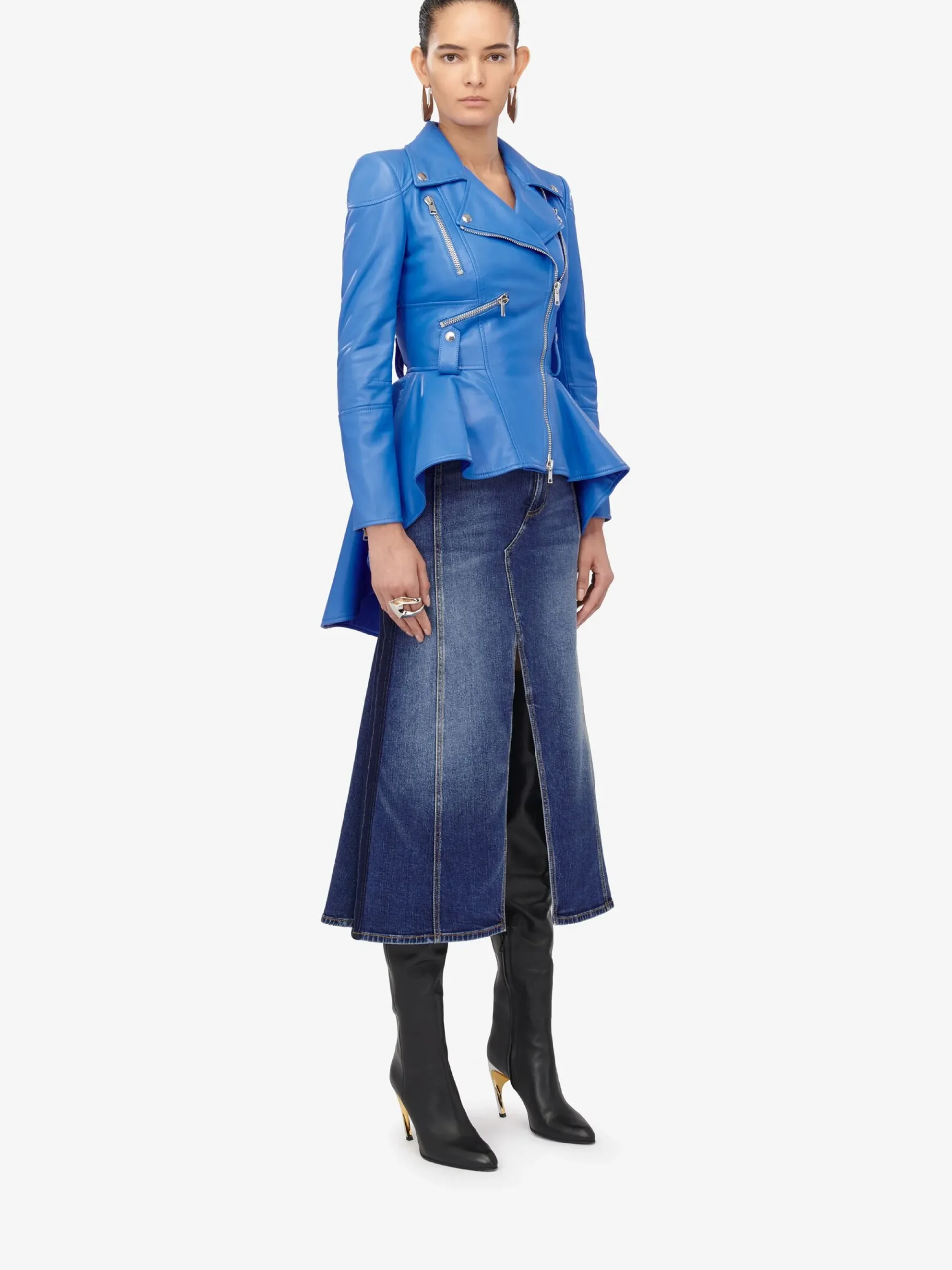 Women's Kickback Denim Skirt in >Alexander McQueen Hot