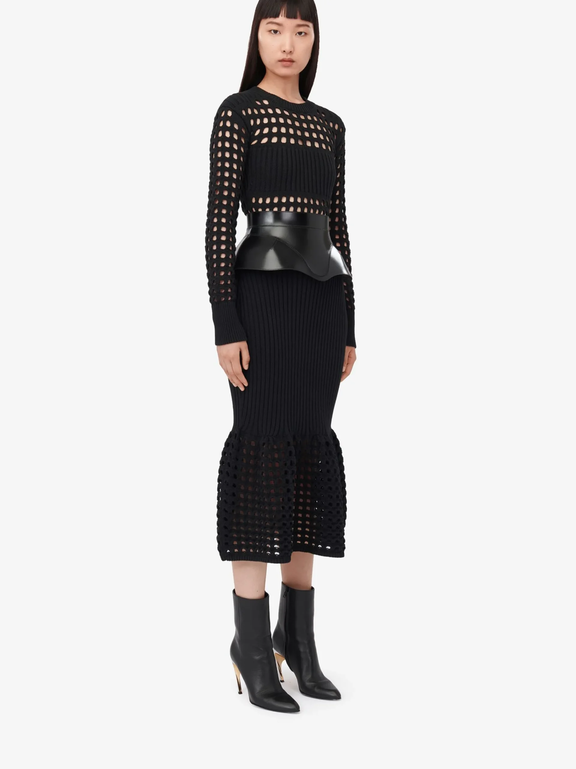 Women's Knitted Mesh Midi Dress in >Alexander McQueen Clearance