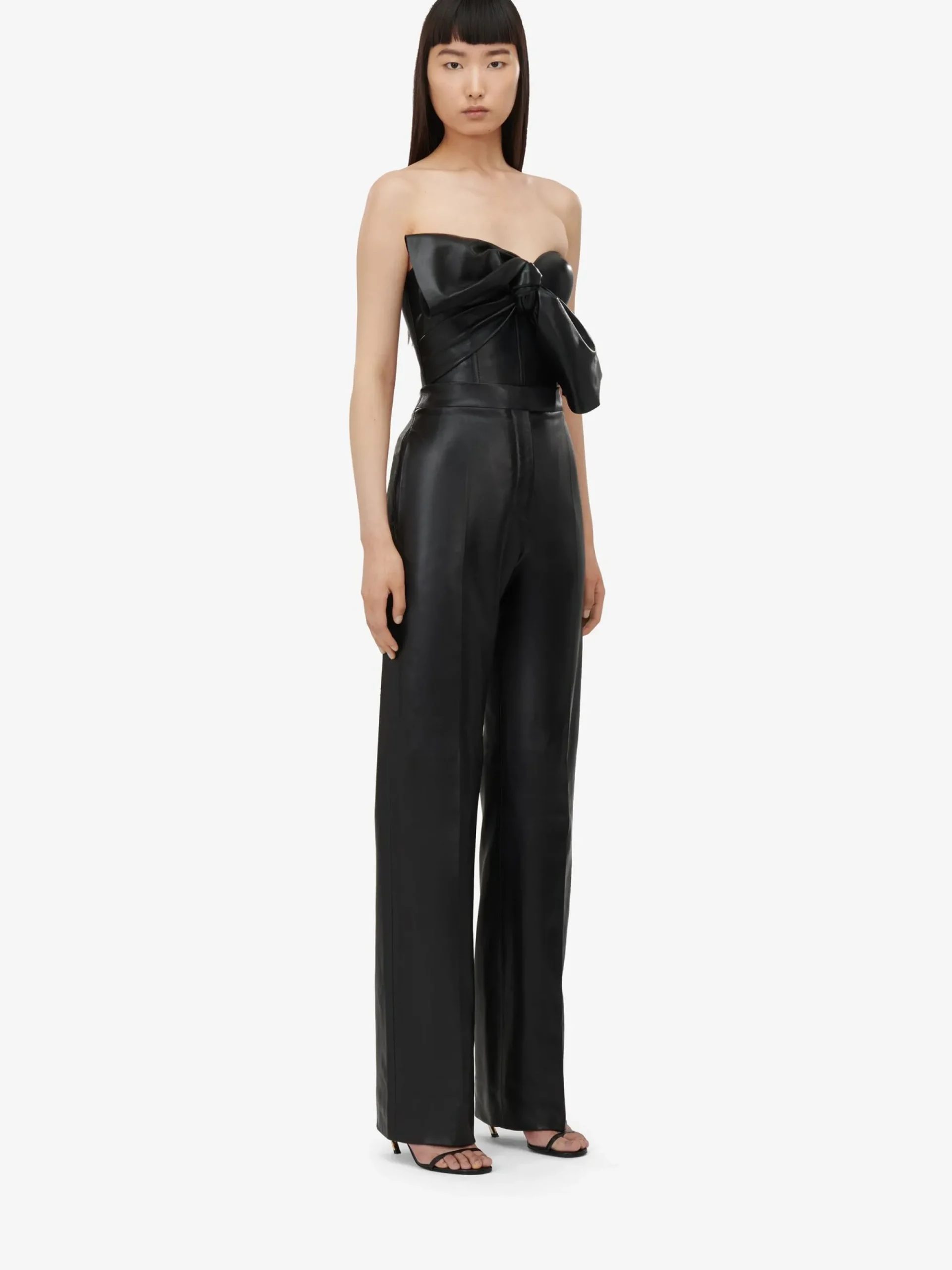 Women's Knotted Bow Leather Corset in >Alexander McQueen Discount