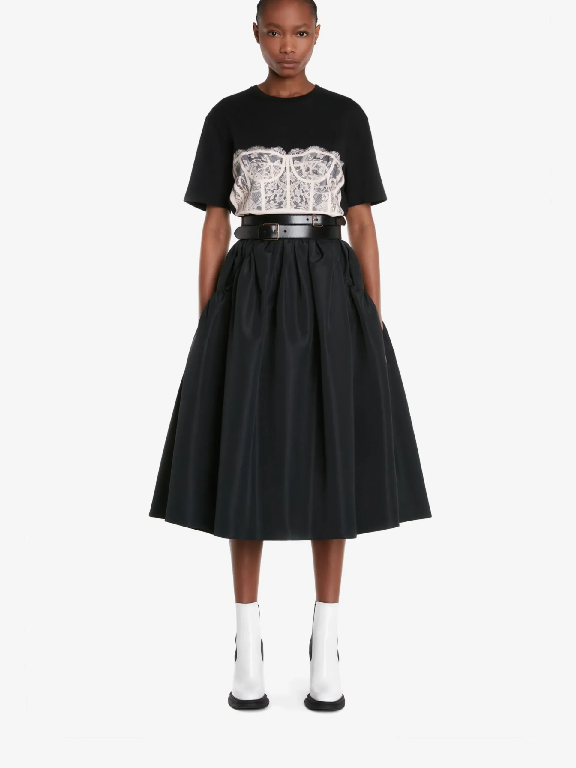 Women's Lace Corset T-shirt in >Alexander McQueen Clearance