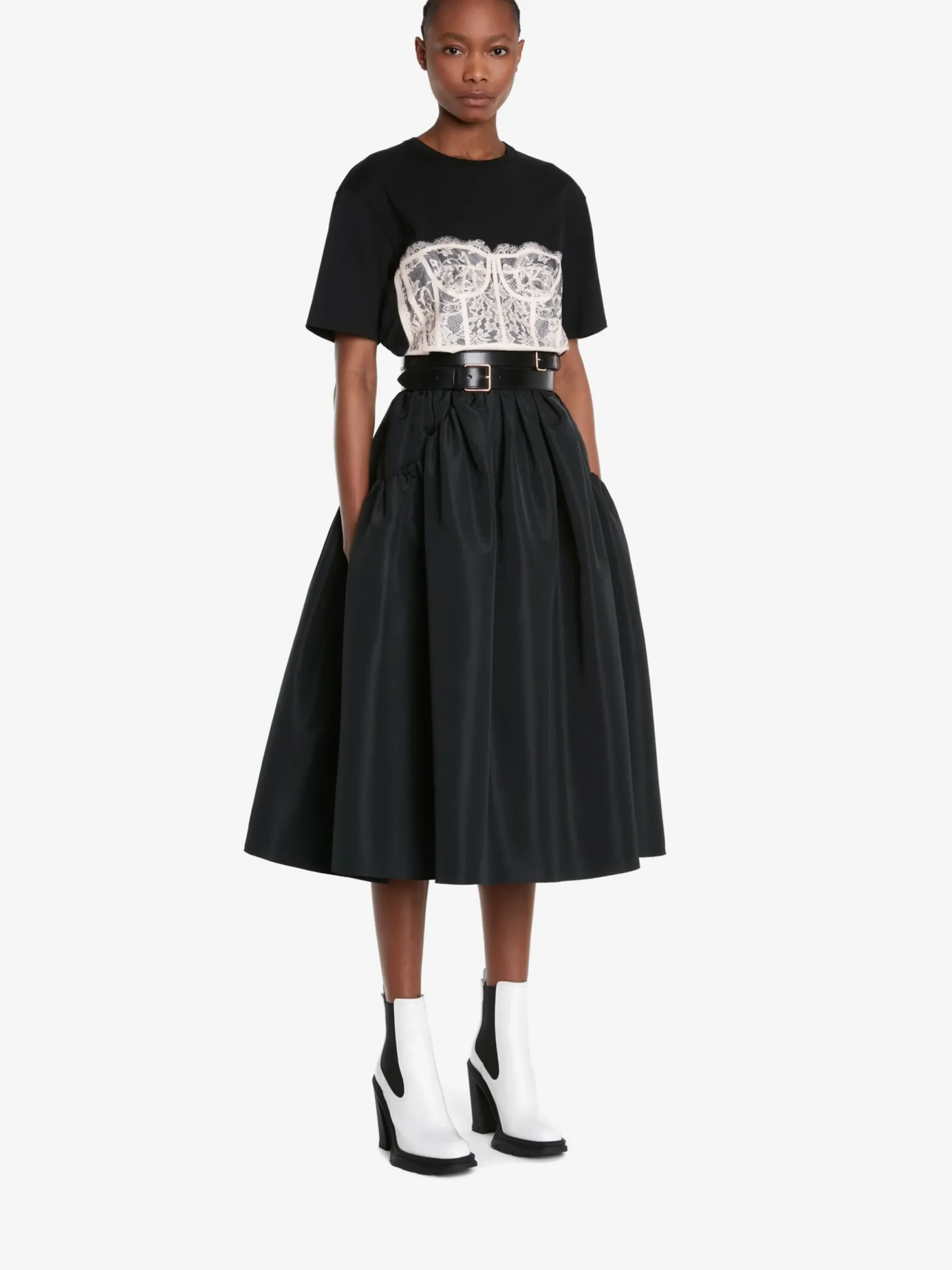 Women's Lace Corset T-shirt in >Alexander McQueen Clearance