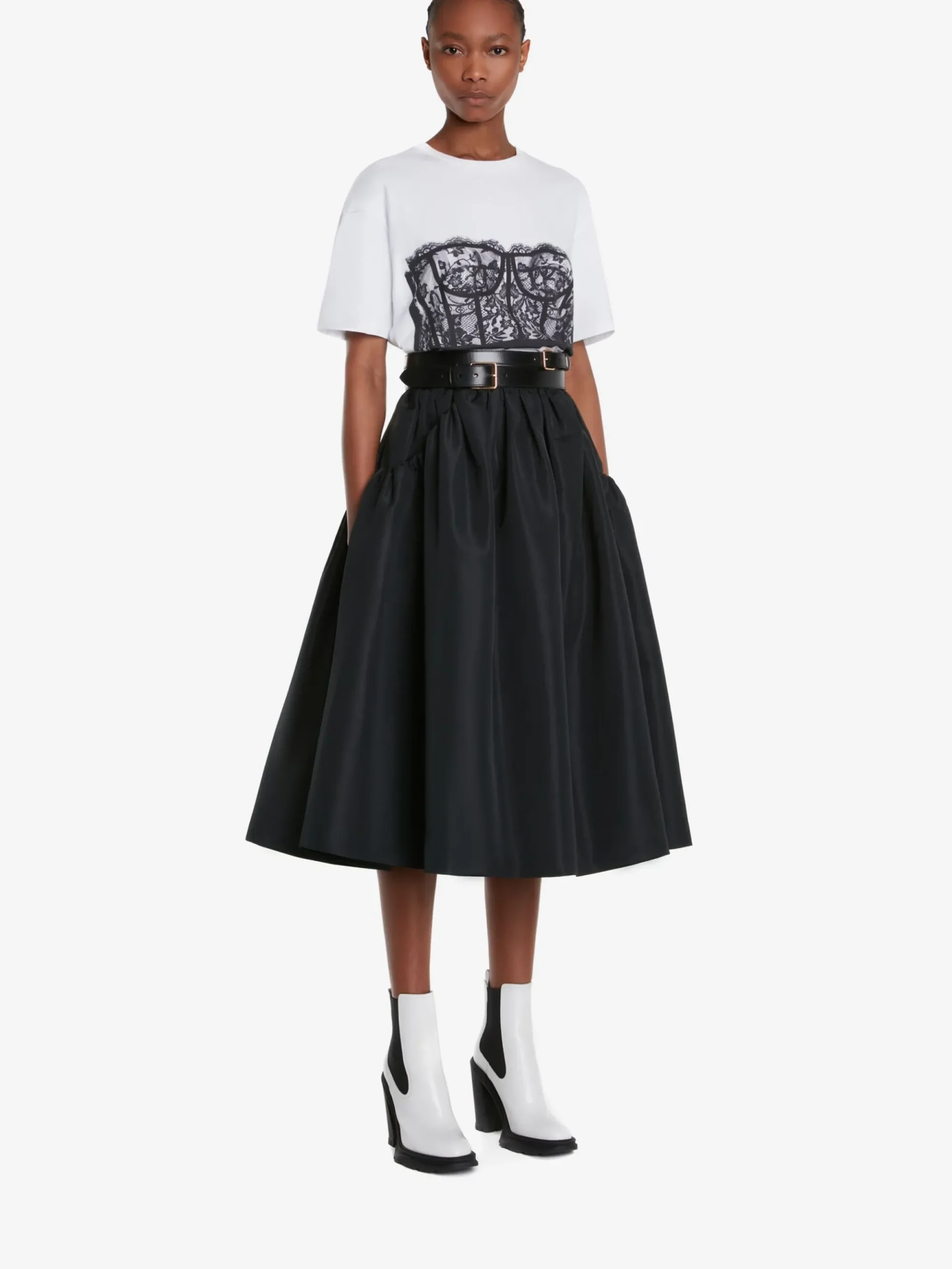 Women's Lace Corset T-shirt in >Alexander McQueen Flash Sale