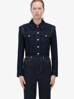 Women's Lace Detail Cropped Jacket in ><noscript><img width=