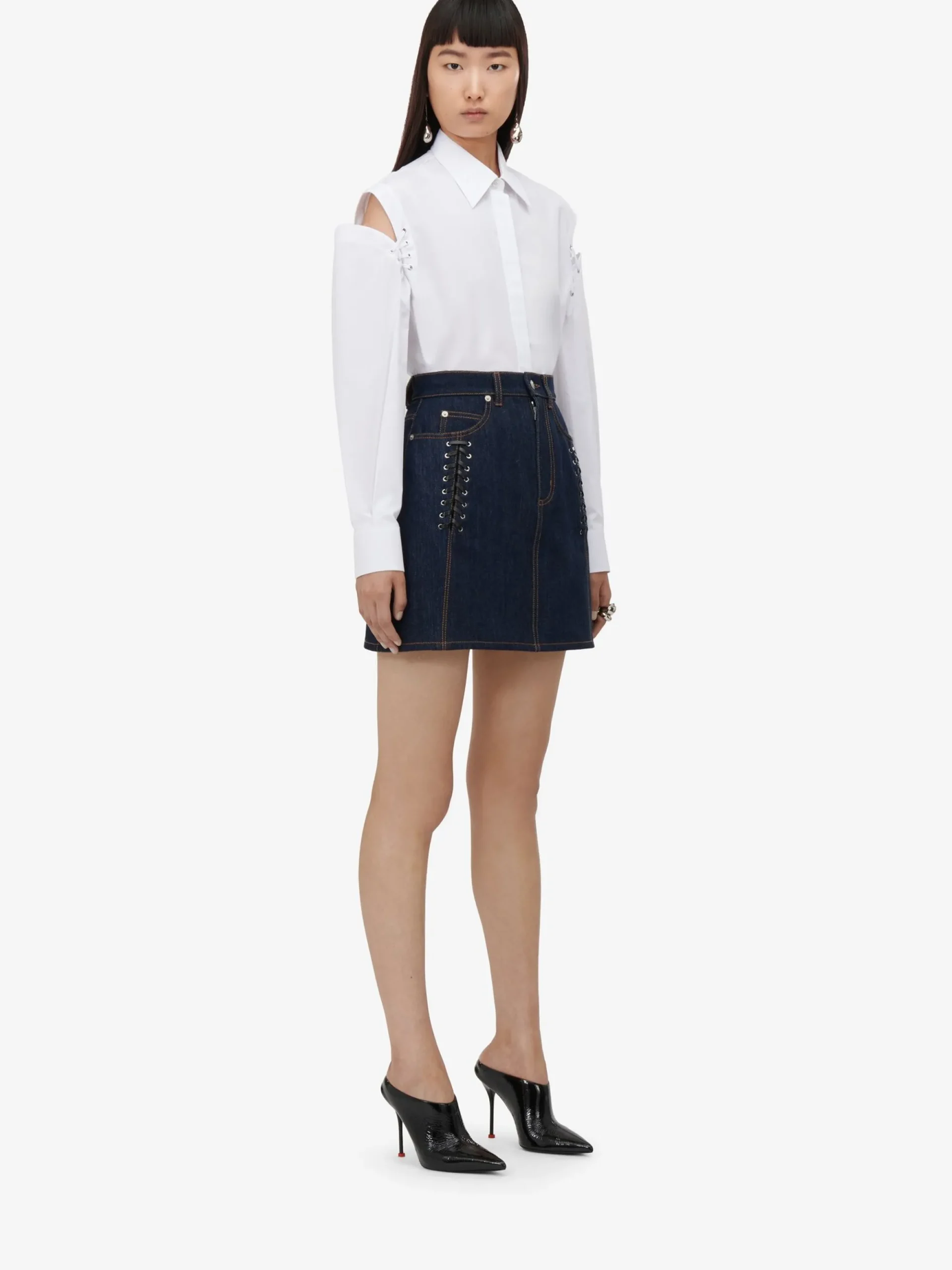 Women's Lace Detail Mini Skirt in >Alexander McQueen Clearance