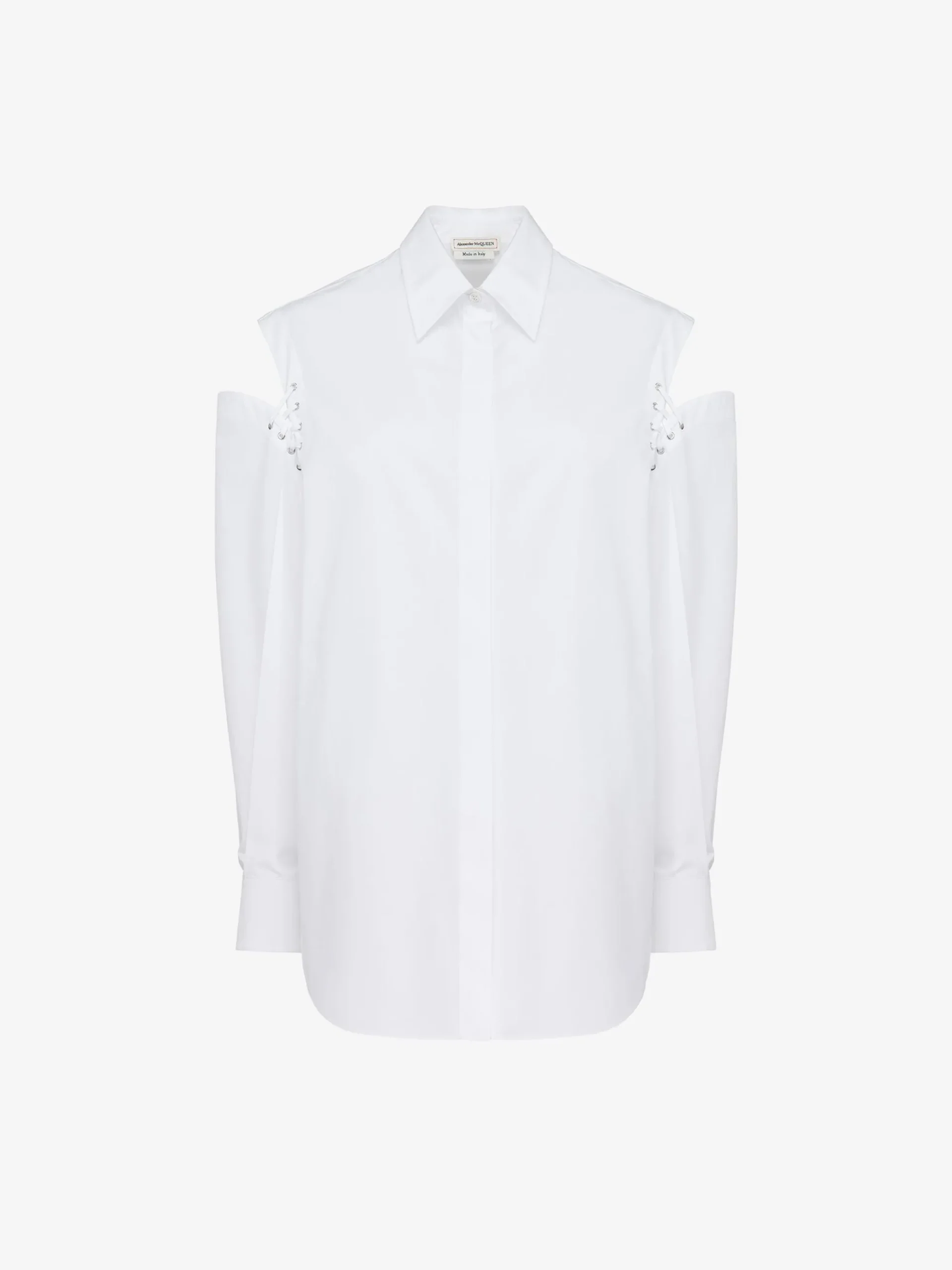 Women's Lace Detail Slashed Cocoon Shirt in >Alexander McQueen Online