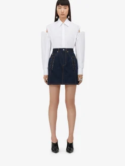 Women's Lace Detail Slashed Cocoon Shirt in ><noscript><img width=