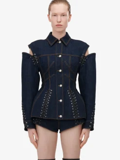 Women's Lace Detail Slashed Jacket in ><noscript><img width=