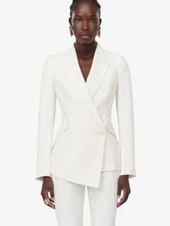 Women's Leaf Crepe Drop Hem Jacket in ><noscript><img width=