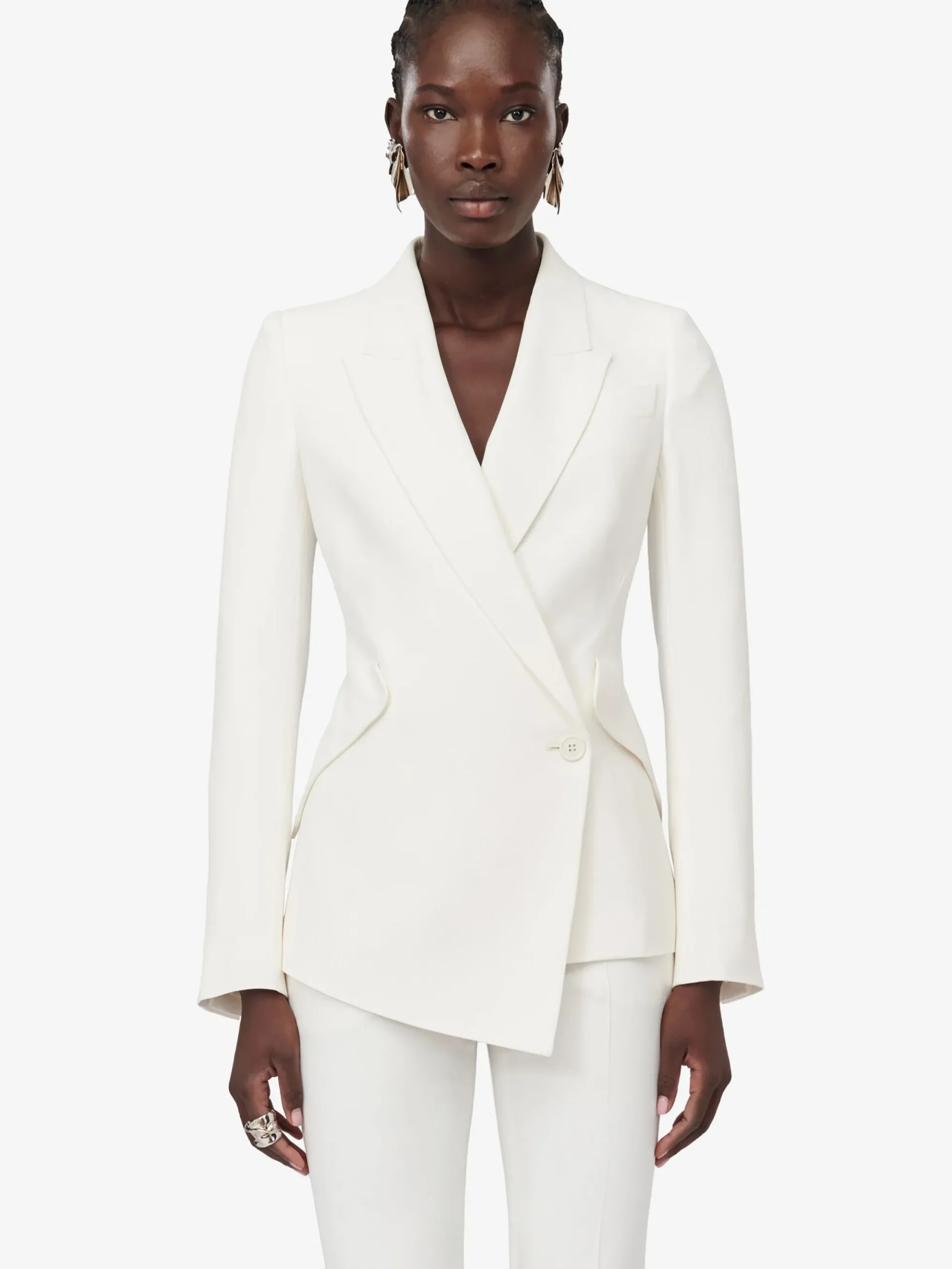 Women's Leaf Crepe Drop Hem Jacket in >Alexander McQueen New