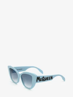 Women's McQueen Graffiti Cat-eye Sunglasses in ><noscript><img width=