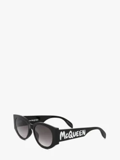 Women's McQueen Graffiti Oval Sunglasses in ><noscript><img width=
