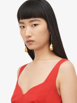 Women's Metal Pearl Stick Earrings in ><noscript><img width=
