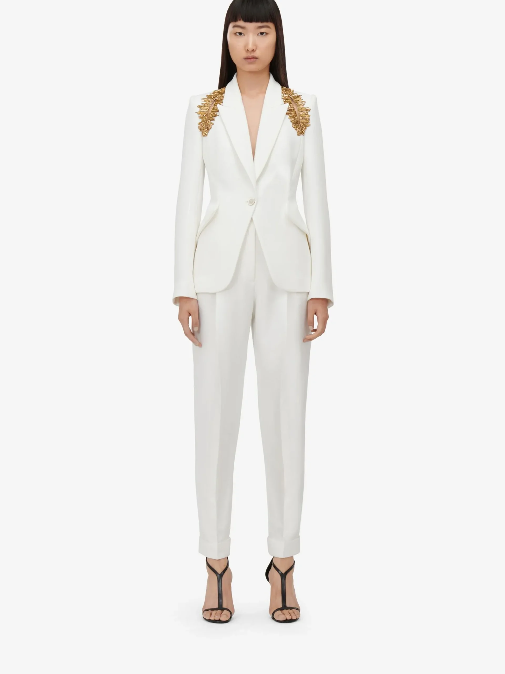 Women's Peak Shoulder Leaf Crepe Jacket in >Alexander McQueen Outlet