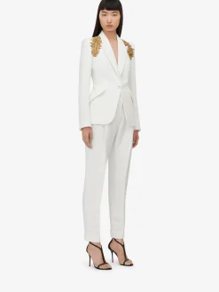 Women's Peak Shoulder Leaf Crepe Jacket in ><noscript><img width=