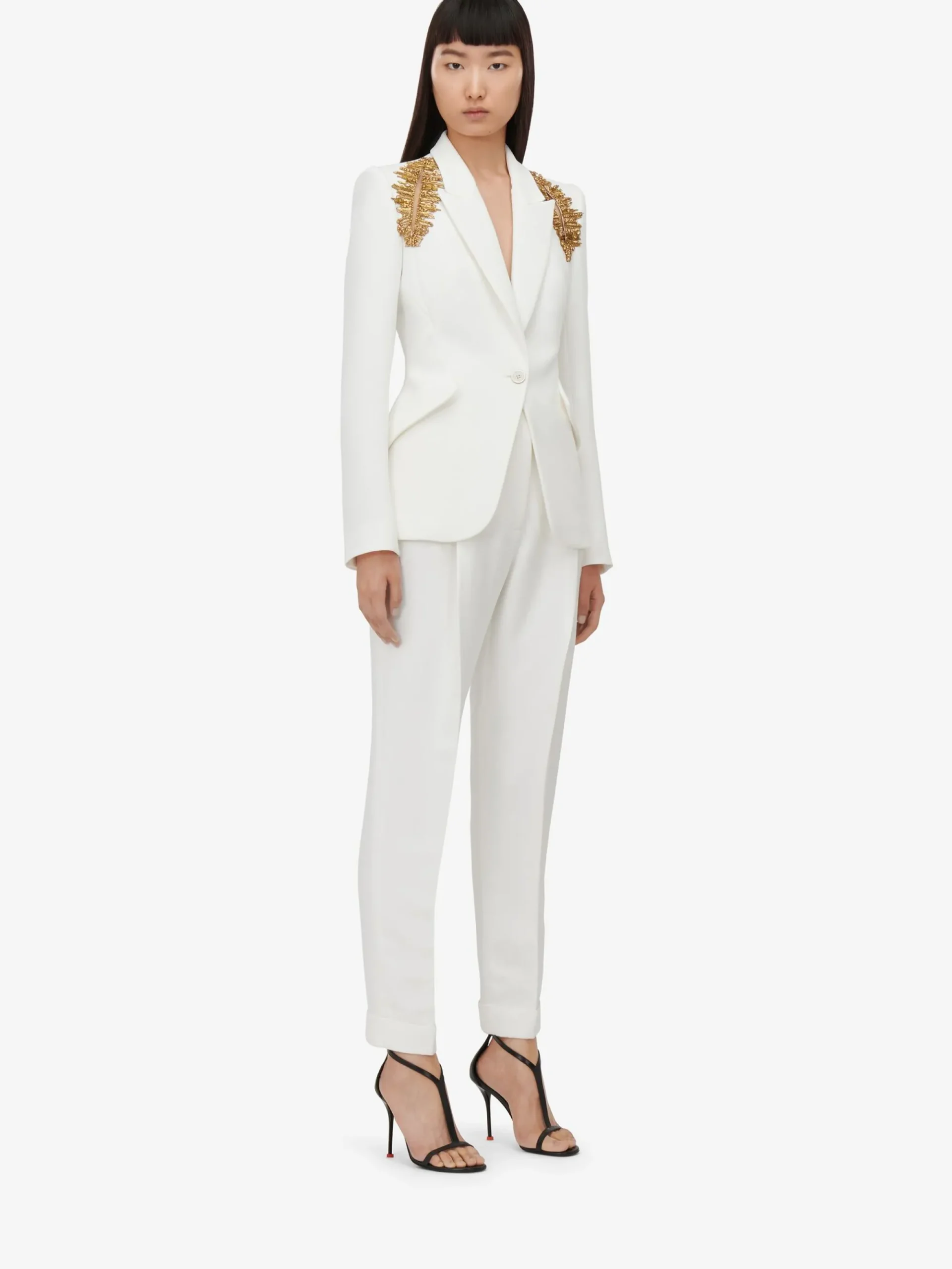 Women's Peak Shoulder Leaf Crepe Jacket in >Alexander McQueen Outlet