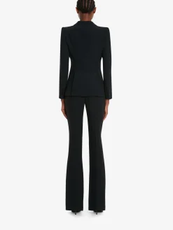 Women's Peak Shoulder Leaf Crepe Jacket in ><noscript><img width=