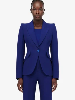 Women's Peak Shoulder Leaf Crepe Jacket in ><noscript><img width=
