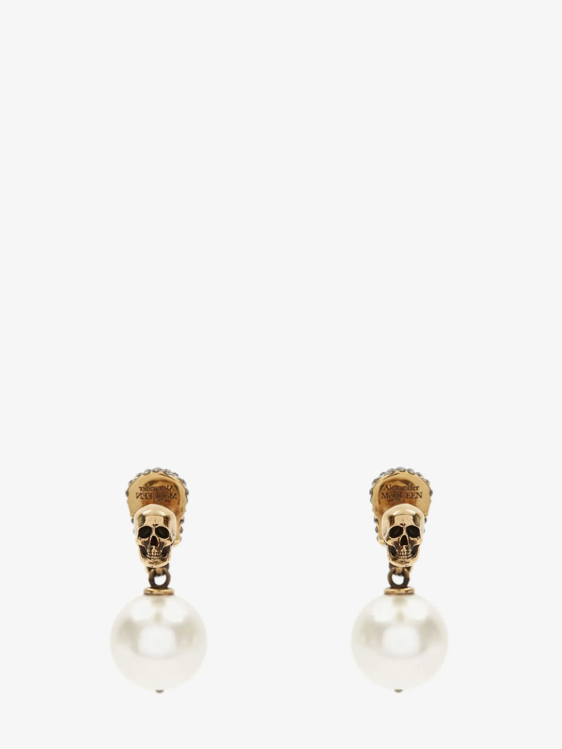Women's Pearl Pave Skull Earrings in >Alexander McQueen Outlet