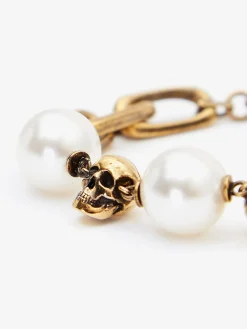 Women's Pearl-like Skull Chain Bracelet in ><noscript><img width=