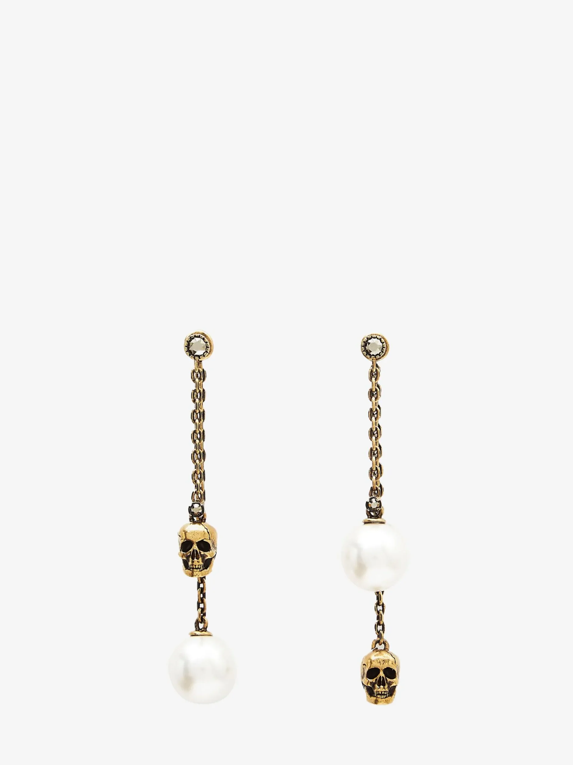 Women's Pearl-like Skull Chain Drop Earring in >Alexander McQueen Sale