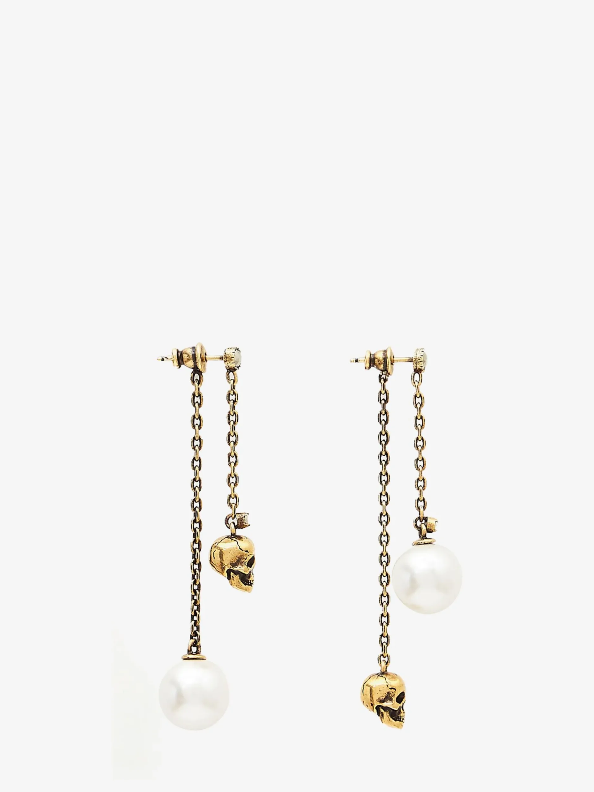 Women's Pearl-like Skull Chain Drop Earring in >Alexander McQueen Sale