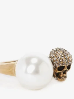 Women's Pearl-like Skull Ring in ><noscript><img width=