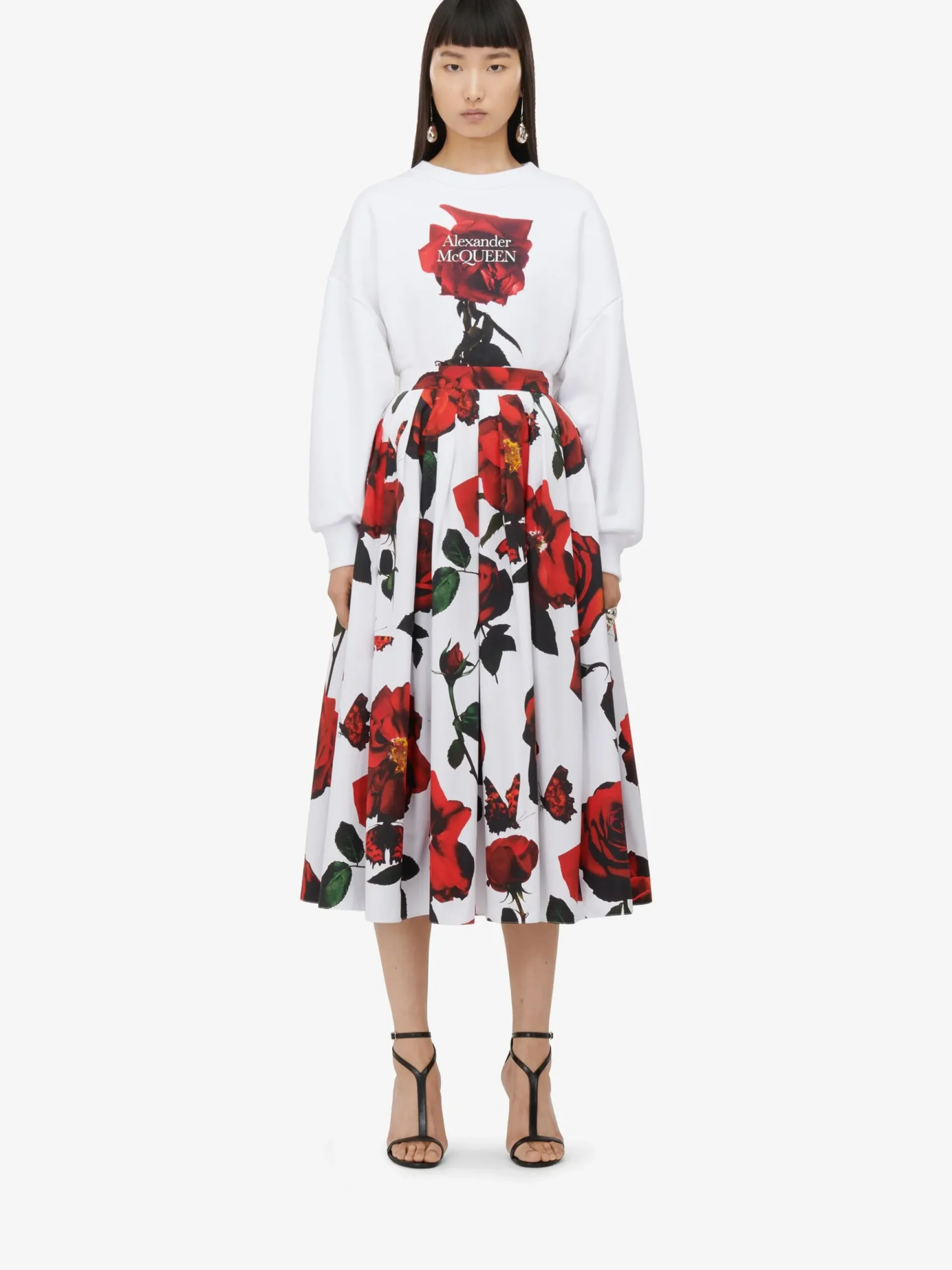 Women's Pleated Midi Skirt in >Alexander McQueen New