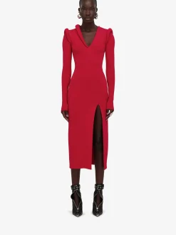 Women's Ribbed-knit Midi Dress in >Alexander McQueen Store