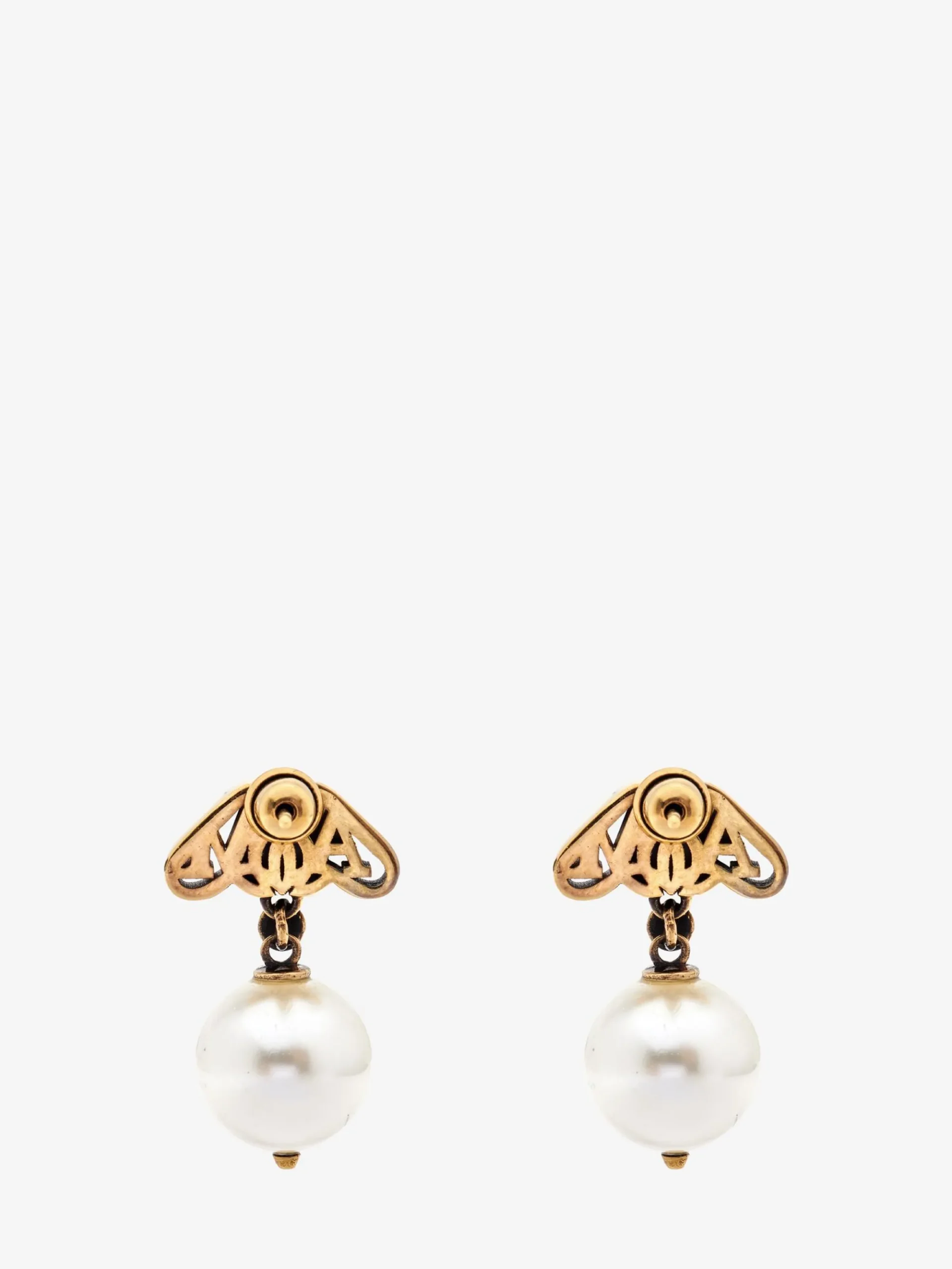 Women's Seal Logo Pearl Earrings in >Alexander McQueen Fashion