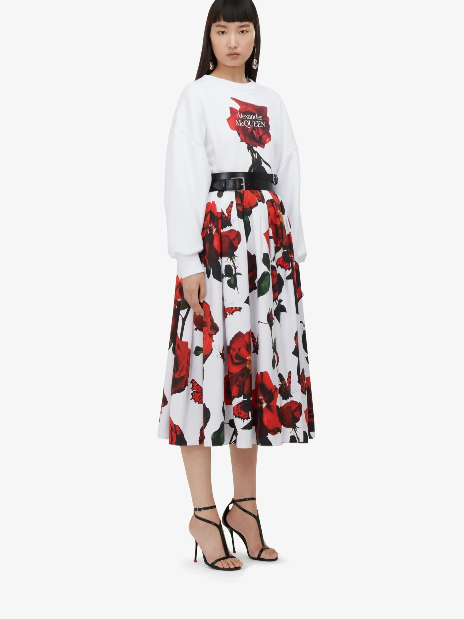 Women's Shadow Rose Cocoon Sleeve Sweatshirt in >Alexander McQueen Flash Sale