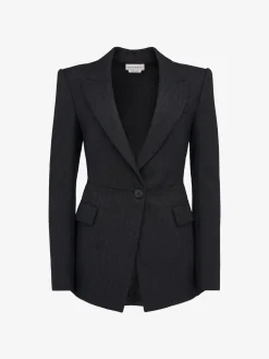 Women's Sharp Peplum Single-breasted Jacket in >Alexander McQueen Best Sale