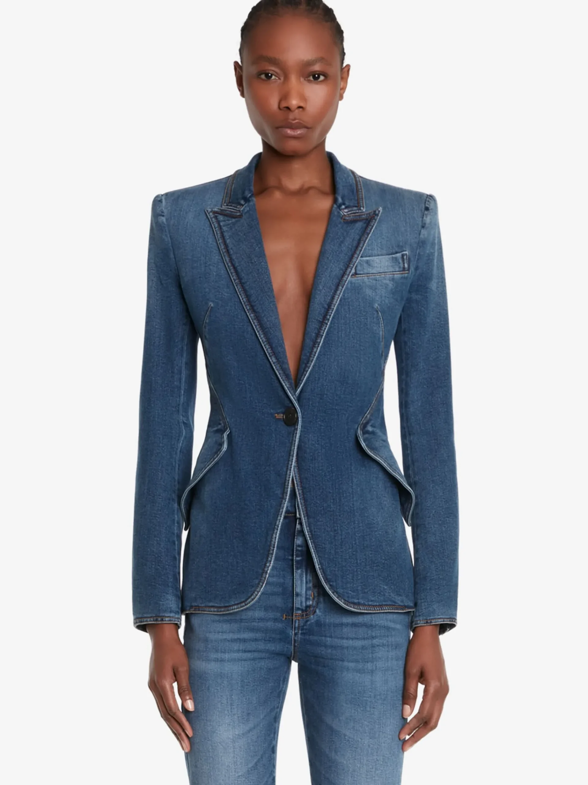 Women's Stretch Denim Jacket in >Alexander McQueen Best Sale