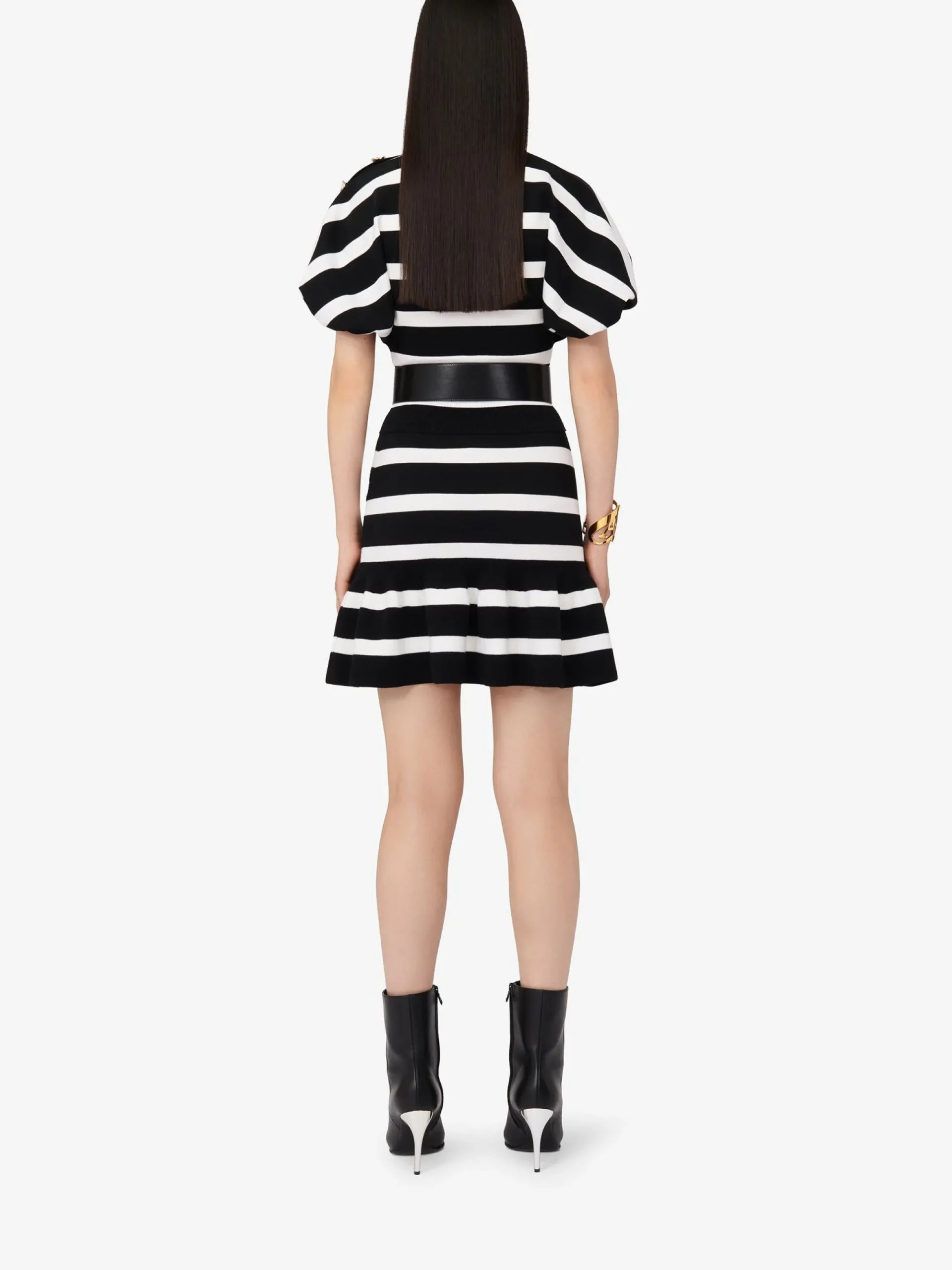 Women's Striped Ruffle Mini Skirt in >Alexander McQueen Hot