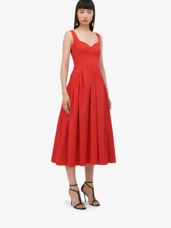 Women's Sweetheart Neckline Midi Dress in ><noscript><img width=