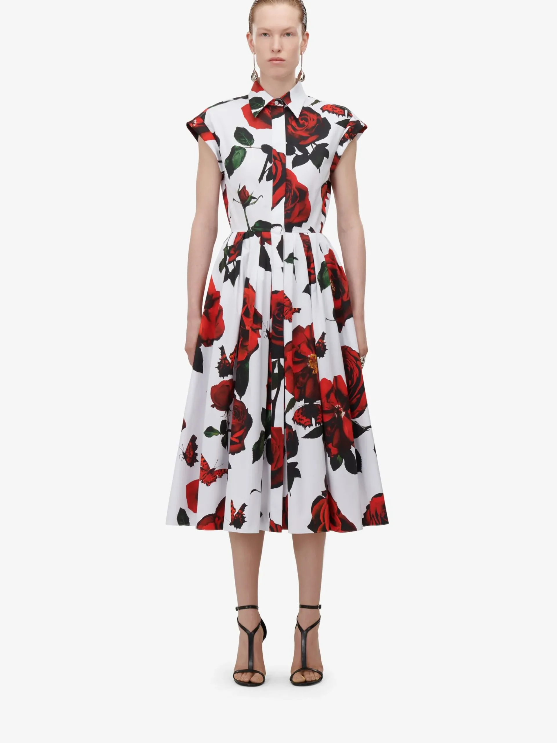 Women's Tudor Rose Flared Shirt Dress in >Alexander McQueen Flash Sale