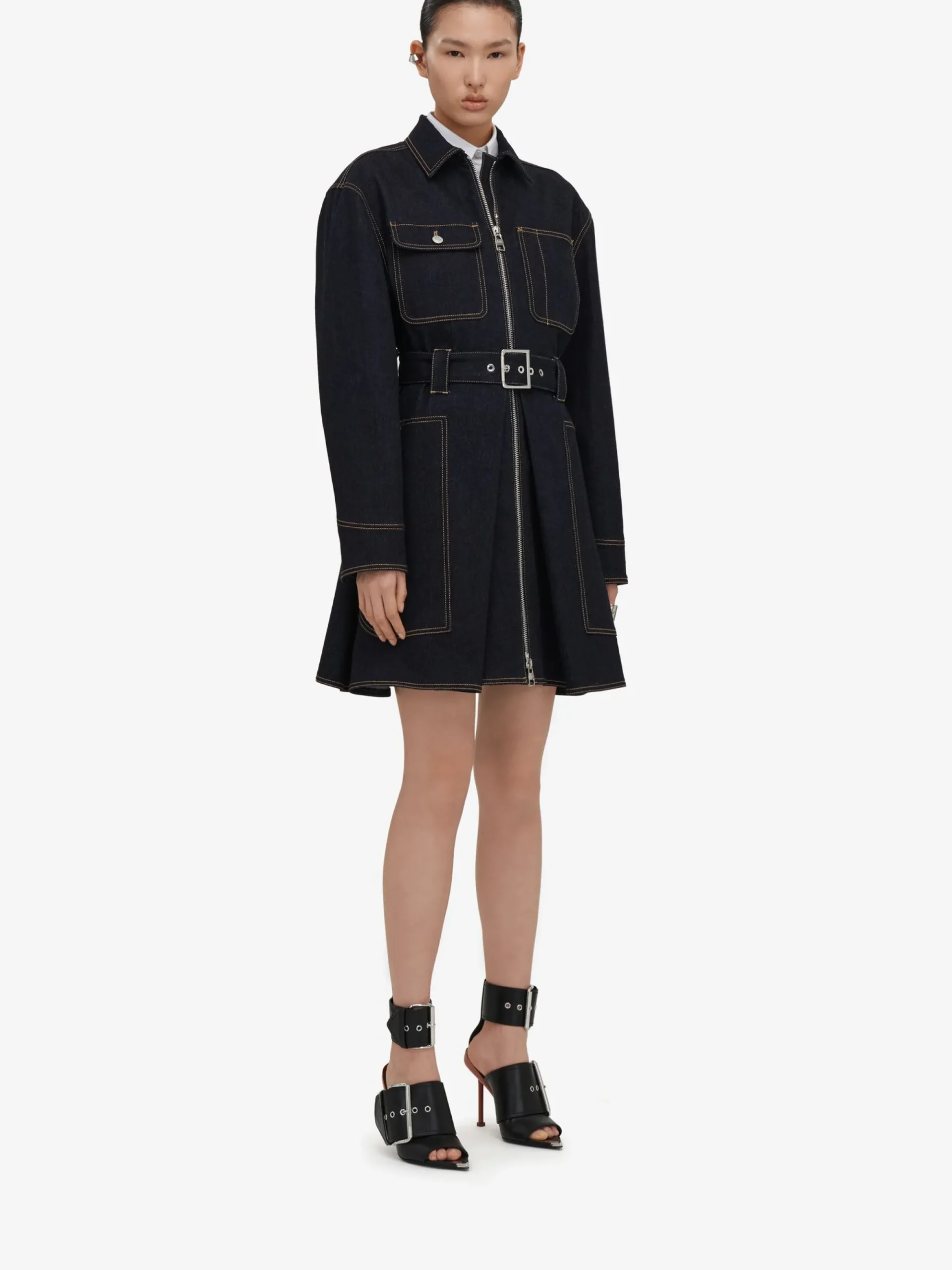 Women's Utility Denim Mini Dress in >Alexander McQueen Cheap