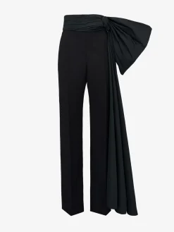 Women's Wide Leg Bow Trousers in >Alexander McQueen Shop