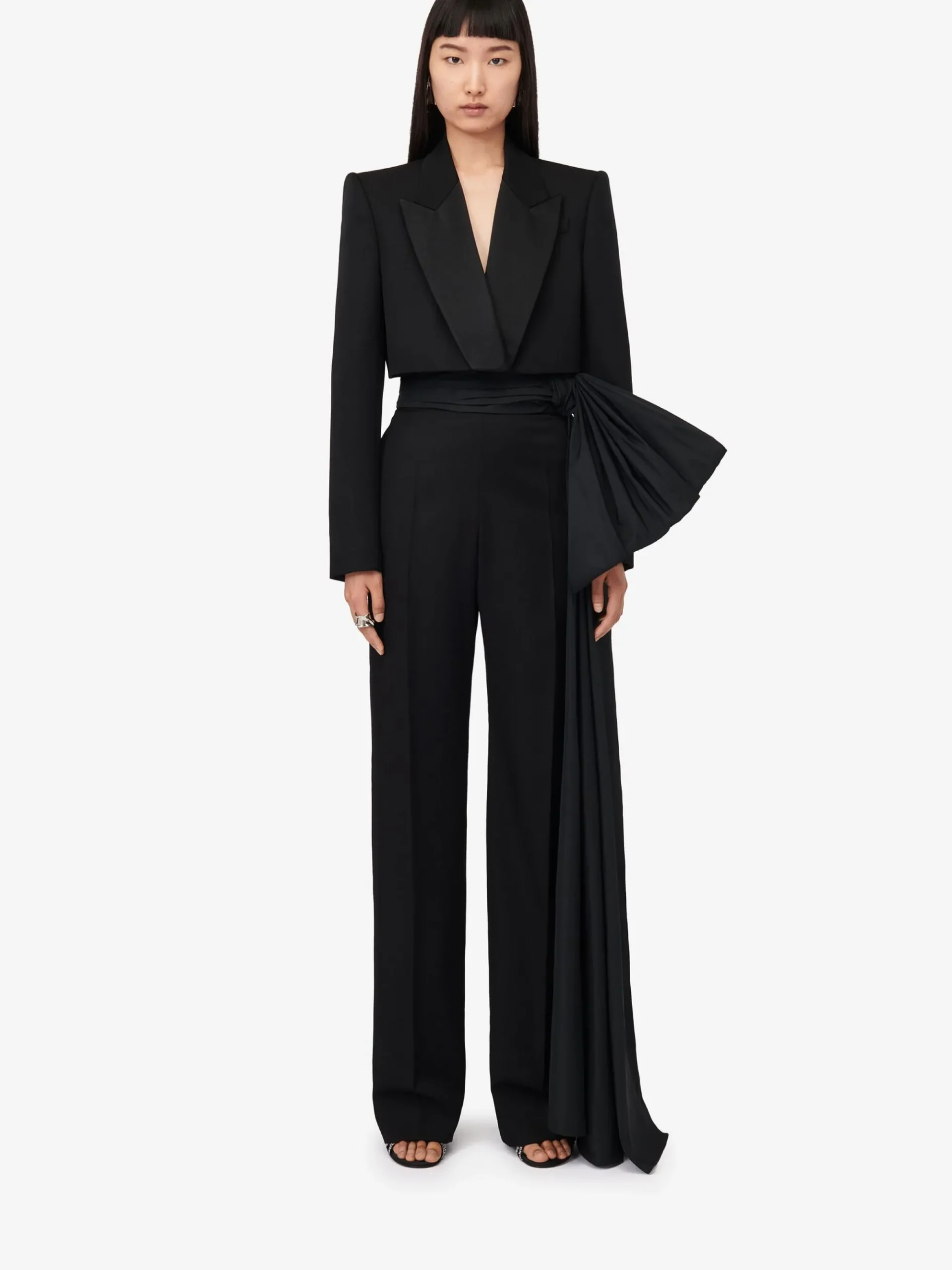Women's Wide Leg Bow Trousers in >Alexander McQueen Shop