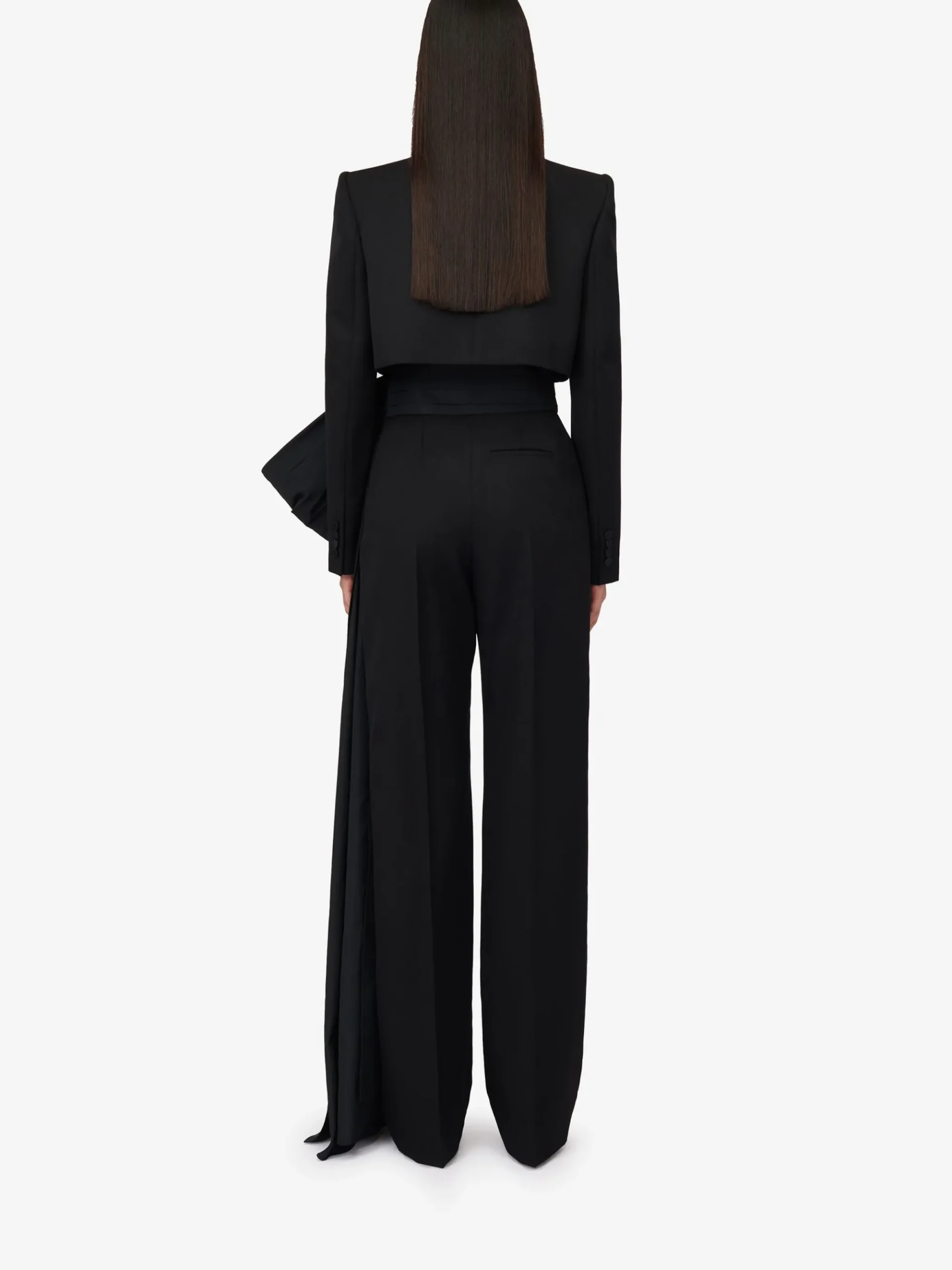 Women's Wide Leg Bow Trousers in >Alexander McQueen Shop
