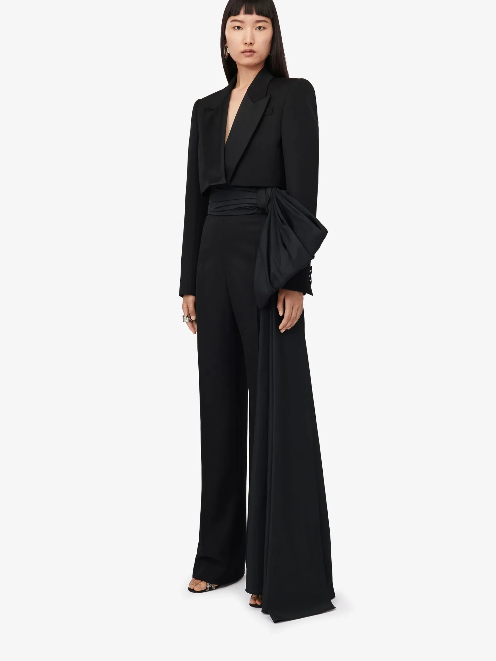 Women's Wide Leg Bow Trousers in >Alexander McQueen Shop
